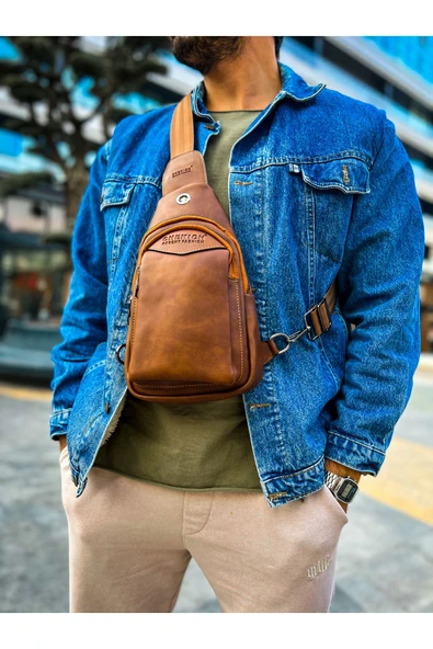 CNT008 Cilt Deri Erkek Omuz Çantası TABA