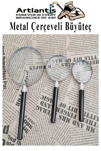 Metal Büyüteç 100 mm 1 Adet 6x Plastik Sap Çerçeveli 10 cm Büyüteç Merçek Okul Büro Ofis Krom Kaplama Büyüteç - 6