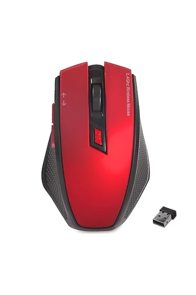 NZM TİCARET SMW-777 USB 2.4GHZ OPTİK KABLOSUZ MOUSE (KIRMIZI*SİYAH)