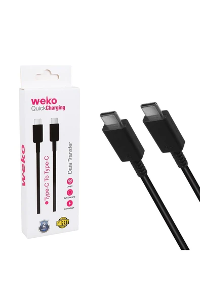 WEKO WK-26526 TYPE-C TO TYPE-C 1 METRE 5A SİYAH ŞARJ KABLOSU