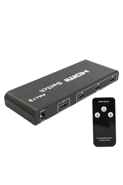 FULLY G-538h 3 Giriş 1 Çikiş Hdmi Switcher Toplayici Metal Kasa Adaptörlü