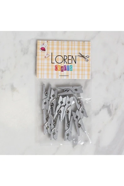 KUZGUN ONLİNE SHOP LOREN CRAFTS 10 LU GÜMÜŞ RENK MİNİ MANDAL