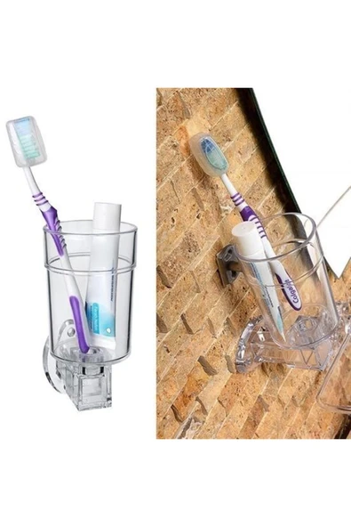 KUZGUN ONLİNE SHOP BUFFER® Akrilik Diş Fırçası Tutacağı Dekoratif Şeffaf Diş Fırçalığı Kabı
