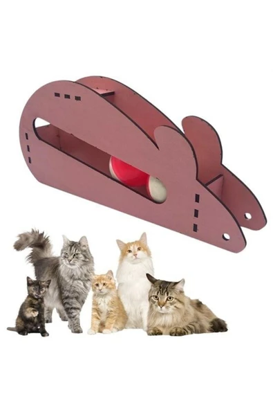 KUZGUN ONLİNE SHOP BUFFER®  Fare Kedi Oyunu Ahşap 2 Toplu Kedi Oyuncağı Tahta Kedi Oyunu Tahta Fare Ve Toplu Oyuncak