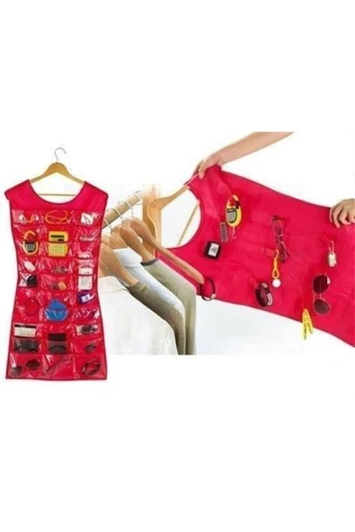 KUZGUN ONLİNE SHOP BUFFER® Elbise Şeklinde Takı Organizeri - Pembe