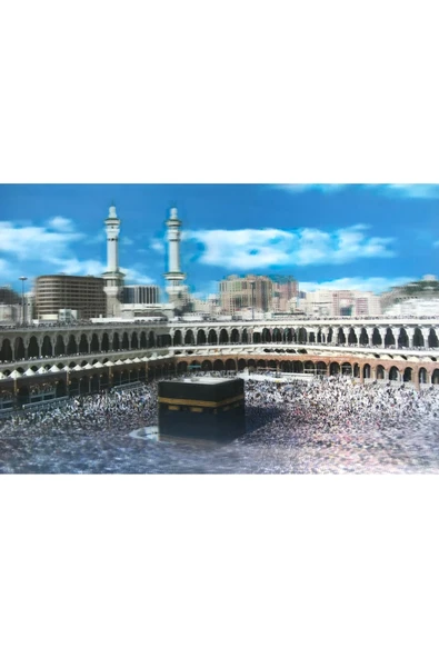 KUZGUN ONLİNE SHOP 3 Boyutlu Resim  Ekstra Çözünürlüğe Sahip Kabe Resmi Mekke Tablosu 40x60 cm