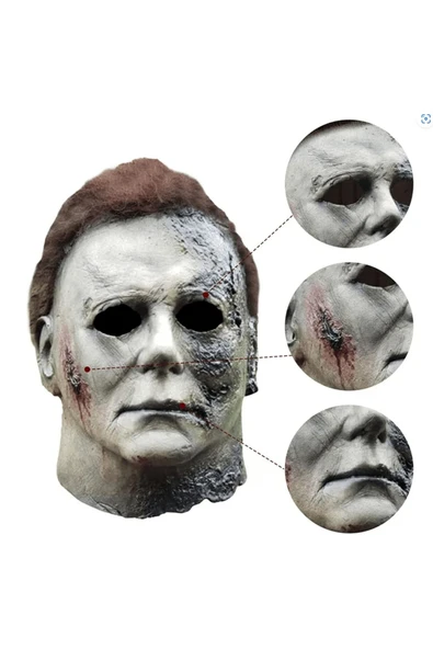 KUZGUN ONLİNE SHOP M.Myers Lateks Maske - M.Myers Et Maske Kafaya Tam Geçmeli