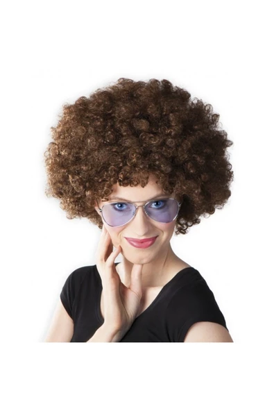 KUZGUN ONLİNE SHOP Kahve Renk Kıvırcık Afro Bonus Peruk
