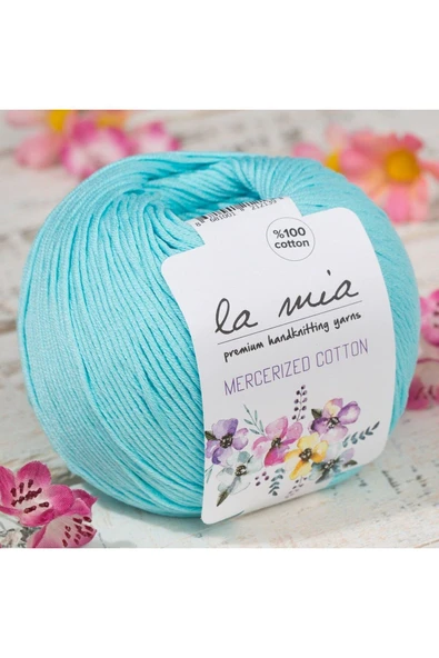 KUZGUN ONLİNE SHOP La Mia Mercerized Cotton Açık Mavi El Örgü İpi - 123 - 33589