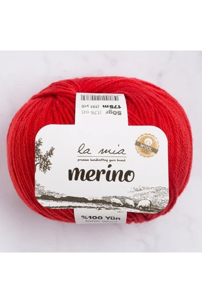 KUZGUN ONLİNE SHOP La Mia Merino Kırmızı El Örgü İpi - L092 - 33789