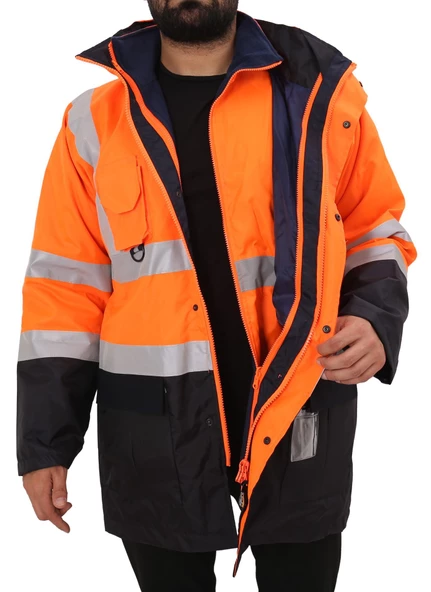 KKDAVM BESTGUARD İŞÇİ PARKASI YÜKSEK GÖRÜNÜMLÜ 5+1 PARKA - ÇOK KULLANIŞLI CEKET MONT PARKA - 9