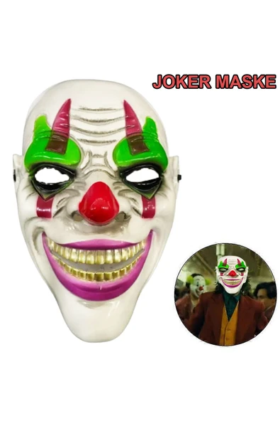 KUZGUN ONLİNE SHOP Delirten Gülüş Psikopat Palyaço Temalı Joker Maskesi