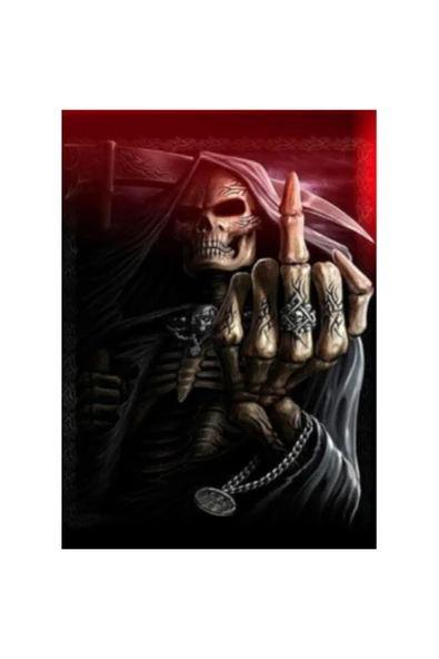 KUZGUN ONLİNE SHOP 5D Elmas Boyama 3 Farklı Resim Değişenli Halloween İskelet Tablosu