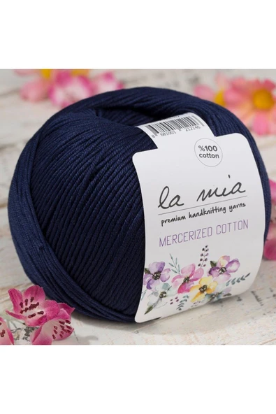 KUZGUN ONLİNE SHOP La Mia Mercerized Cotton Koyu Mavi El Örgü İpi - 117 - 33590