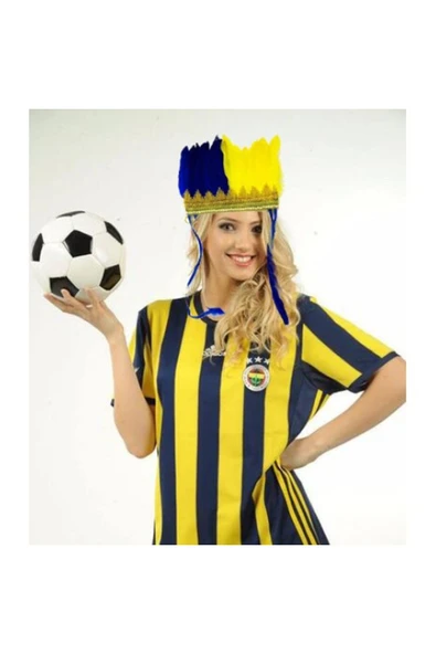 KUZGUN ONLİNE SHOP Sarı Lacivert Taraftar Tüylü Saç Bandı