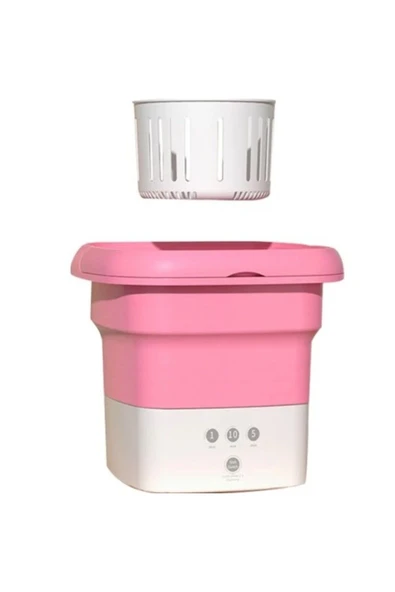 KUZGUN ONLİNE SHOP Pembe Katlanabilir Mini Çamaşır Makinesi
