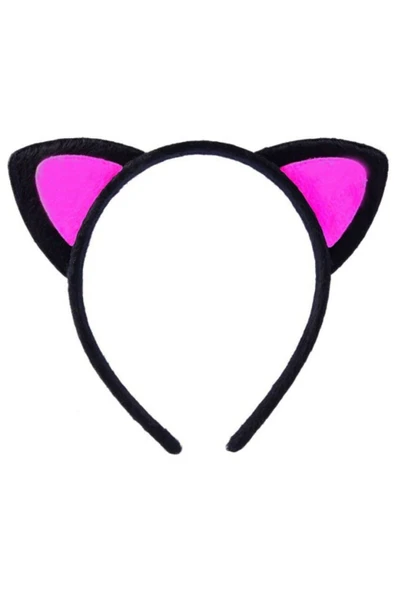 KUZGUN ONLİNE SHOP Sevimli Kedi Kulak Pofuduk Kedi Taç Şeker Pembe