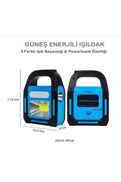 KUZGUN ONLİNE SHOP Güneş Enerjili Işıldak ve Powerbank Özellikli Kamp Lambası
