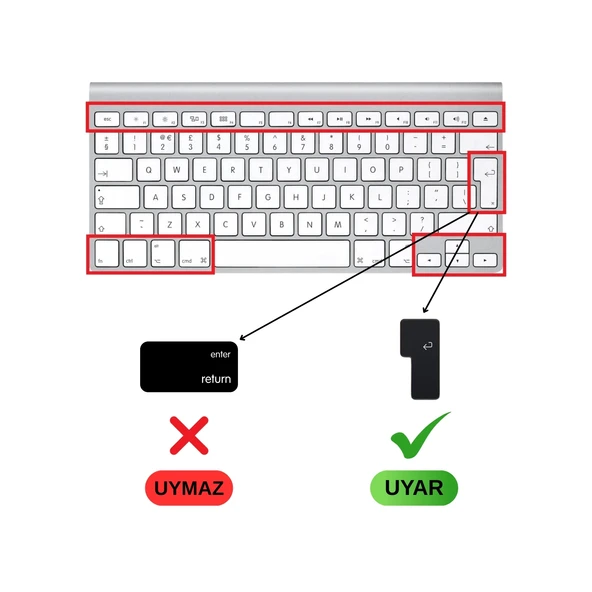Apple Magic Keyboard A1314 A1242 Türkçe Q Uyumlu Klavye Koruyucu – ISO Ters L Enter Silikon - Resim 2