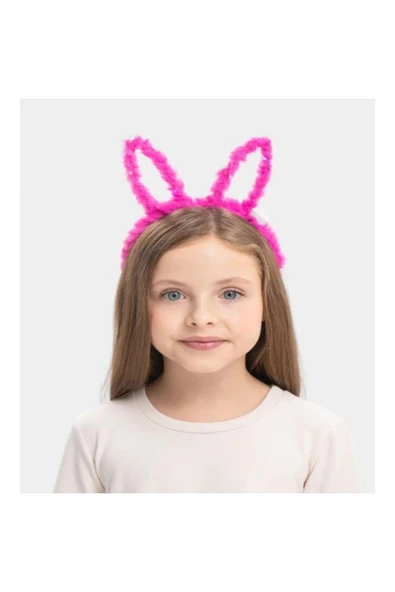 KUZGUN ONLİNE SHOP Led Işıklı Peluş Tavşan Kulak Taç Şeker Pembesi