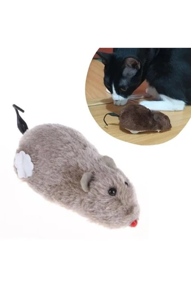 KUZGUN ONLİNE SHOP BUFFER® Kurmalı Kedi Eğitim Oyuncağı Tüylü Peluş İnteraktif Sevimli Eğlenceli Oyuncak