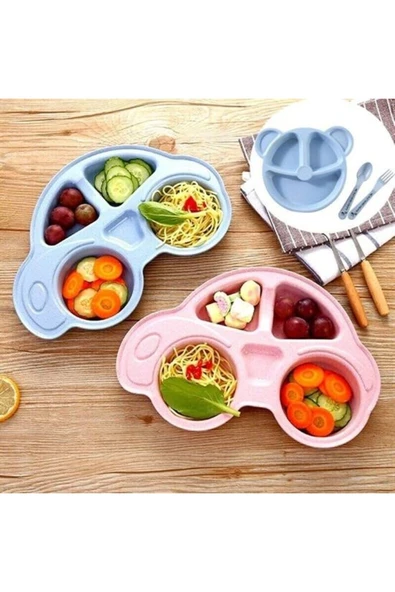 KUZGUN ONLİNE SHOP BUFFER® Bebekler İçin Araba Şeklinde Sevimli Mama Tabağı Çocuk Tabldot