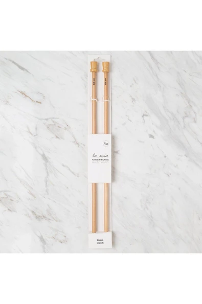 KUZGUN ONLİNE SHOP La Mia Whitewood 8 mm 36 cm Ahşap Örgü Şişi