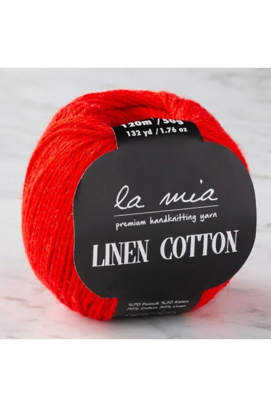 KUZGUN ONLİNE SHOP La Mia Linen Cotton Kırmızı El Örgü İpi - L004 - 33864