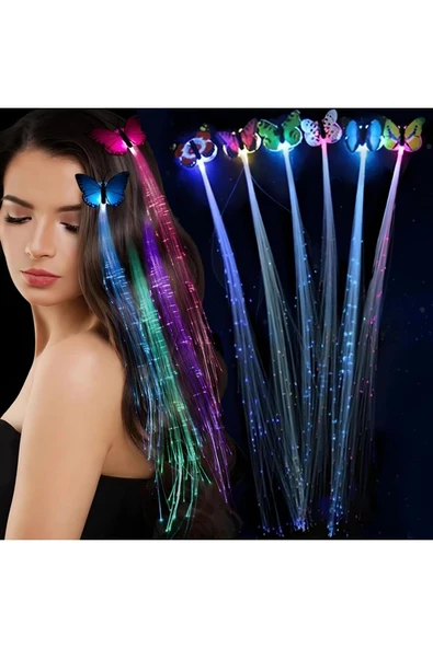 KAPSULAVM Yeni Dr Led Fiber Optik Işıklı Kelebek Saç Klipsi (4172) Kampanyalı