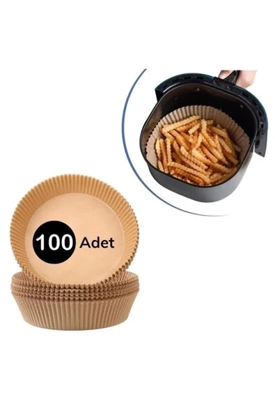 BYR 100 Adet Air Fryer Pişirme Kağıdı Tek Kullanımlık Yağlı Kağıdı Yuvarlak Tabak Model