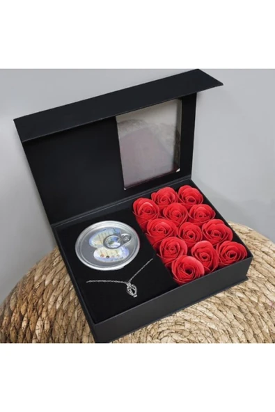 TTT Romantik Gül Ve Istiridye Inci Kolye Seti