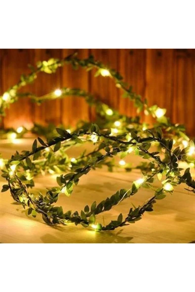 ATEŞŞAVM Buffer® Yapraklı Dekorlu 3 Metre Peri Led Pilli Işık Yılbaşı Aydınlatma