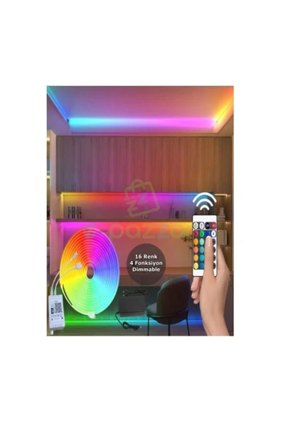 HORASAN TİCARET 5m 16 Renk 4 Fonksiyonlu Esnek Şerit Neon Led