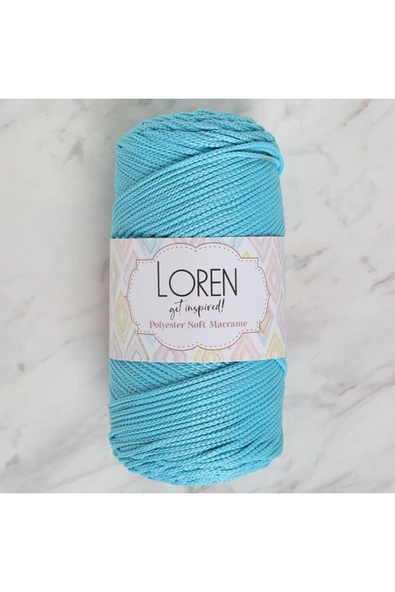 HOBİUM Loren Polyester Soft Macrame Turkuaz El Örgü İpi - LM045 - 34447