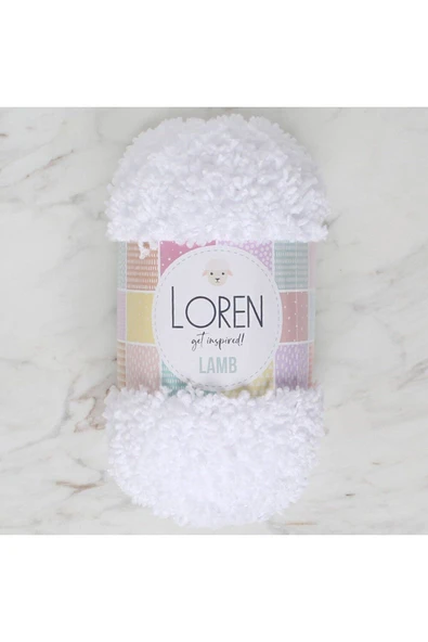 MARVONA Loren Lamb Beyaz El Örgü İpi - R001 - 34418