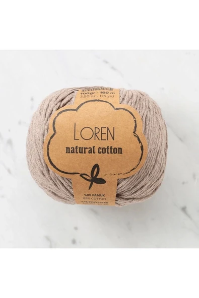 HOBİUM Loren Natural Cotton Vizon El Örgü İpi - R085 - 33924