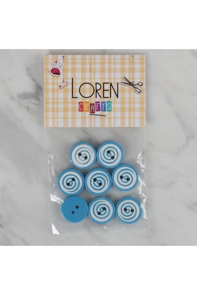 HOBİUM Loren Crafts mavi 8 li yuvarlak düğme - 452