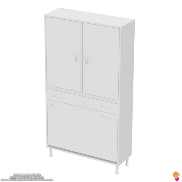 Modilayn YENİ AFRA 100x173x32,5 cm' lik 1 Çekmece, 3 Göz Sepet, 2 Kapak, 4 Raf Dar Alan Banyo Dolabı - Resim 6