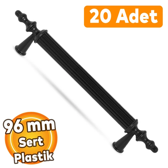 (SERT PLASTİK) 20 Adet Polavit 96 Mm Siyah Mobilya Mutfak Çekmece Dolap Dolabı Kulpu Kulbu Kulpları ürün görseli
