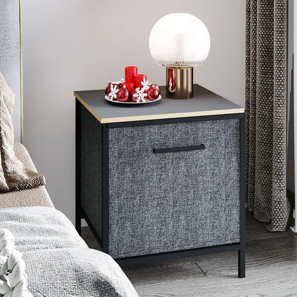 Çok Amaçlı Dolap 1 Çekmeceli Komodin Sehpa Füme 1593 - 4