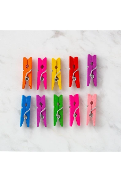 THİNKOS Loren 10 Lu Karışık Renk Mini Ahşap Mandal