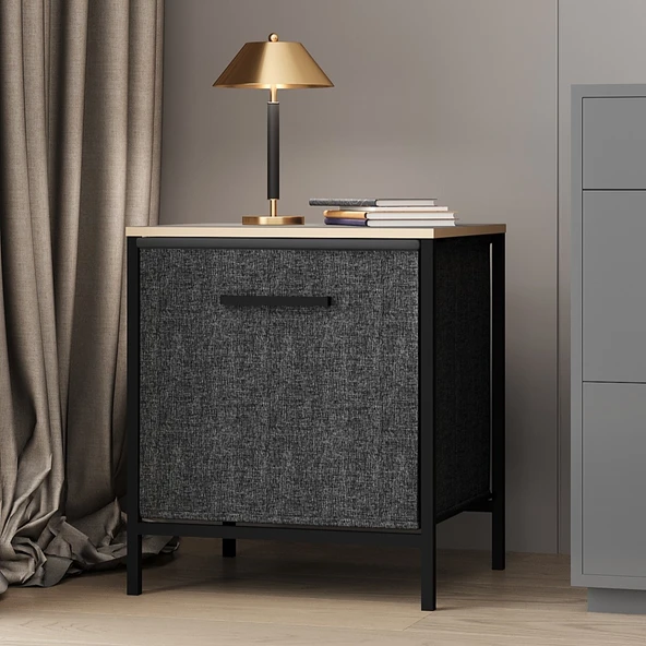 Çok Amaçlı Dolap 1 Çekmeceli Komodin Sehpa Füme 1593 - 5