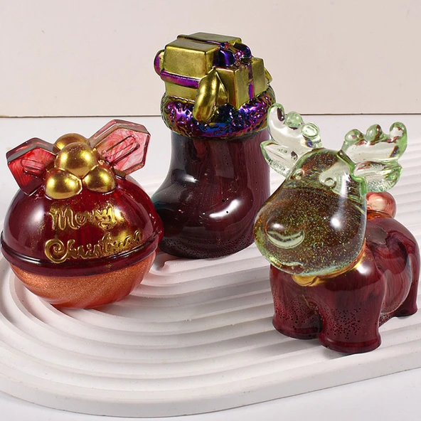 Silikon Kalıp Dekoratif Yılbaşı Geyik Noel Dekorasyon Mum Kalıbı 9.6X5.8 CM - 4