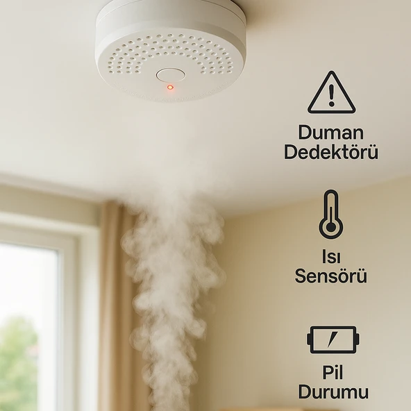 Ct-9451 Pilli Duman Dedektörü Kablosuz Yangın Alarm Sensörü - 3