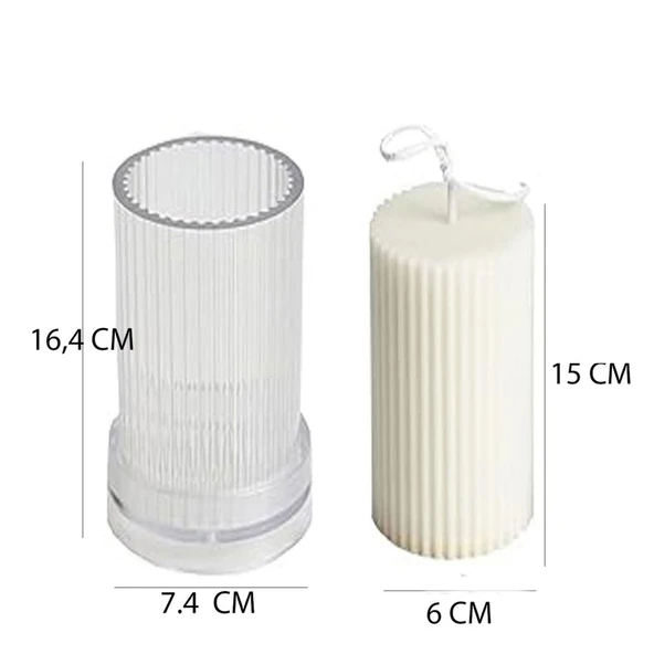 Poli Karbon Sert Plastik  Mum Kalıbı Dik Çizgili 16,4X7,4 CM