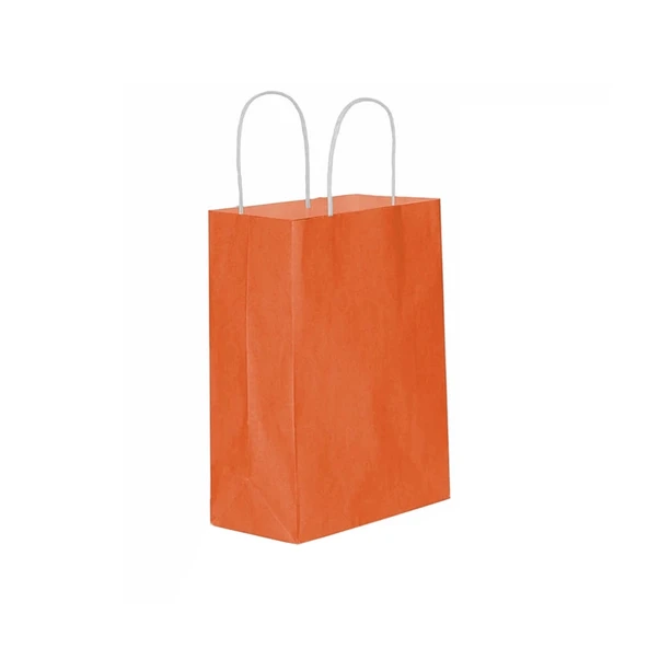 Kağıt Hediye Çantası Küçük Boy Düz Renk 18X24 Cm (25 Adet)  Turuncu