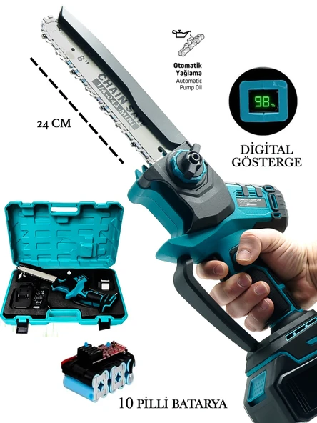 Germany Style Easycut  4 Akülü Dijital Ekran 40MM Budama Makinesi Dal Budama Testeresi İkili Set - 2
