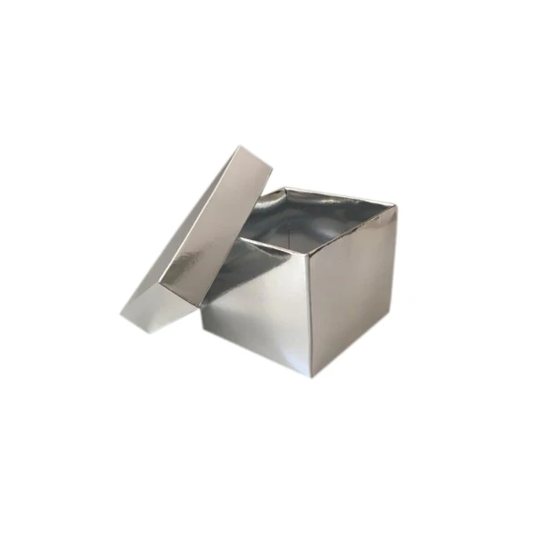 Komple Karton Kutu Düz Renk 8x8x6.5 CM (25 Adet)  Gümüş