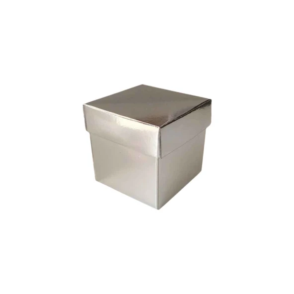 Komple Karton Kutu Düz Renk 6X6X6 CM (25 Adet)  Gümüş