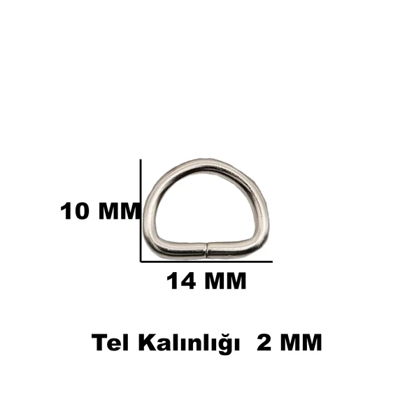 Anahtarlık Montaj Halkası D Çanta Bağlantı Halkası 14x10 MM (1000 Adet)  Gümüş - 3